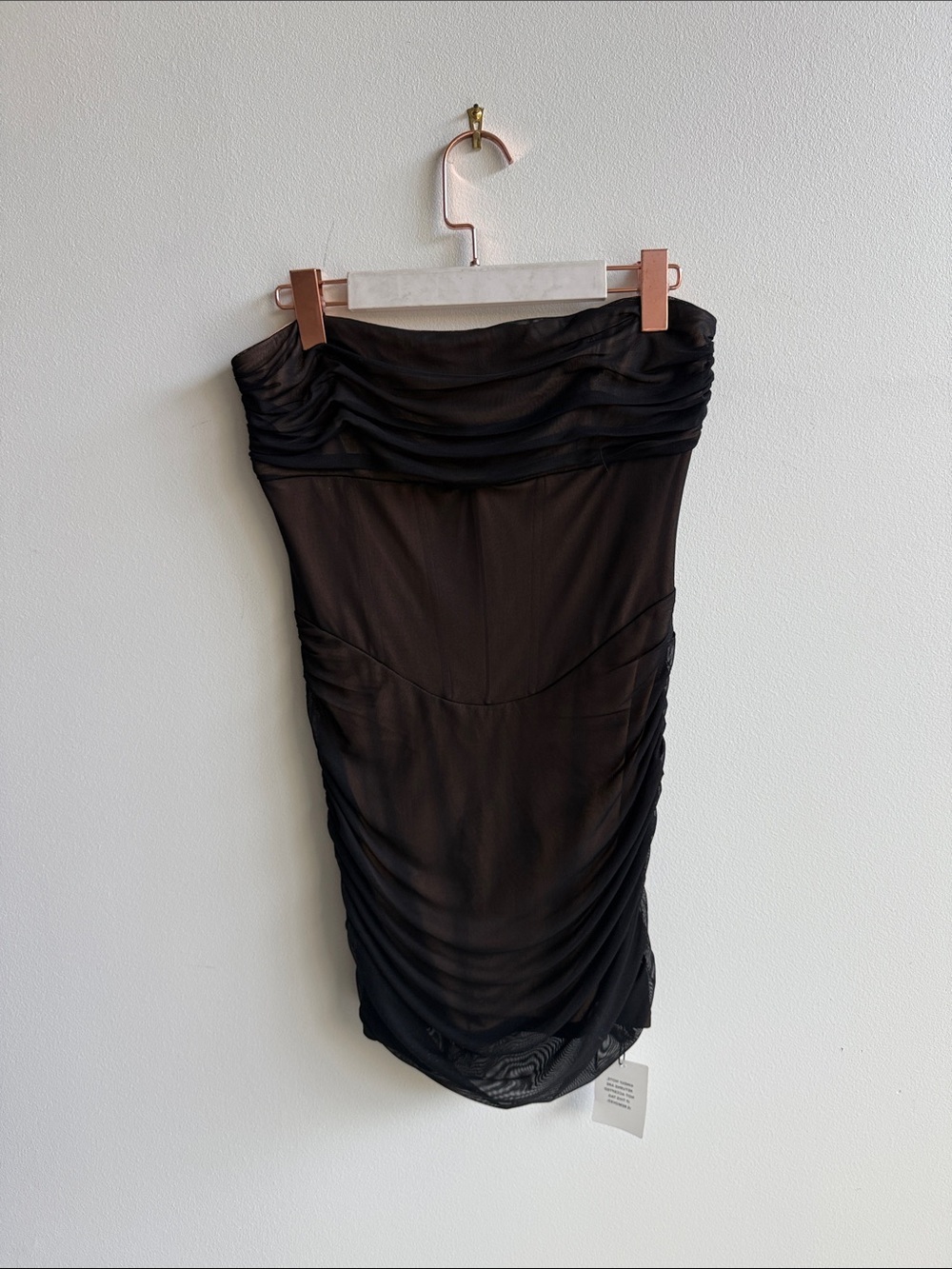 superdown Black Strapless Ruched Midi Dress